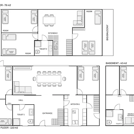 Apartmán The Sunflower - Huge 240m2 7-bedroom House For 16 People - Free Parking - 15 Beds, 2 Kitchen & 3 Bathrooms Munkebo