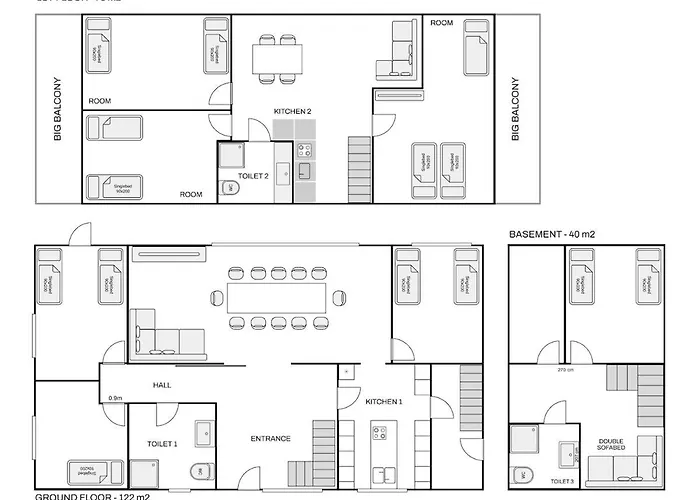 Appartement The Sunflower - Huge 240m2 7-bedroom House For 16 People - Free Parking - 15 Beds, 2 Kitchen & 3 Bathrooms Munkebo